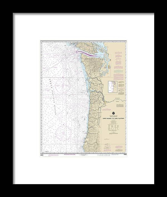 Nautical Chart-18003 Cape Blanco-cape Flattery - Framed Print