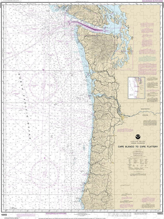 Nautical Chart 18003 Cape Blanco Cape Flattery Puzzle