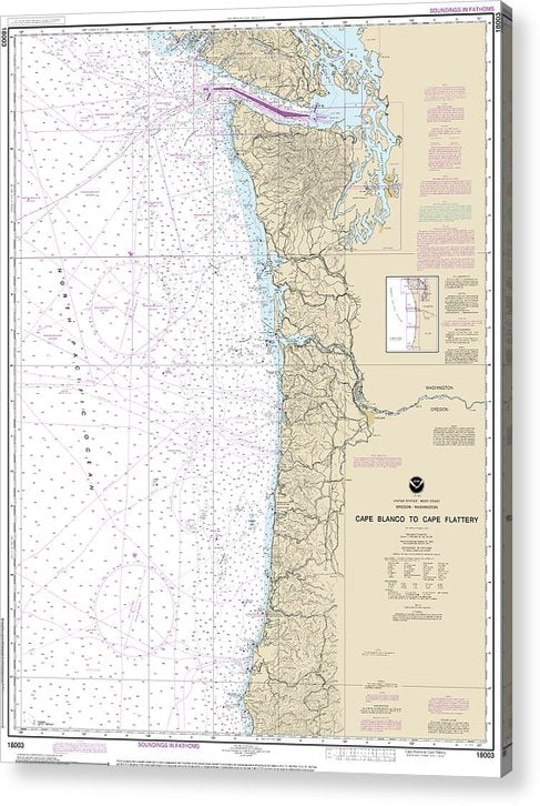Nautical Chart-18003 Cape Blanco-Cape Flattery  Acrylic Print