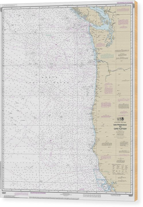 Nautical Chart-18007 San Francisco-Cape Flattery Wood Print