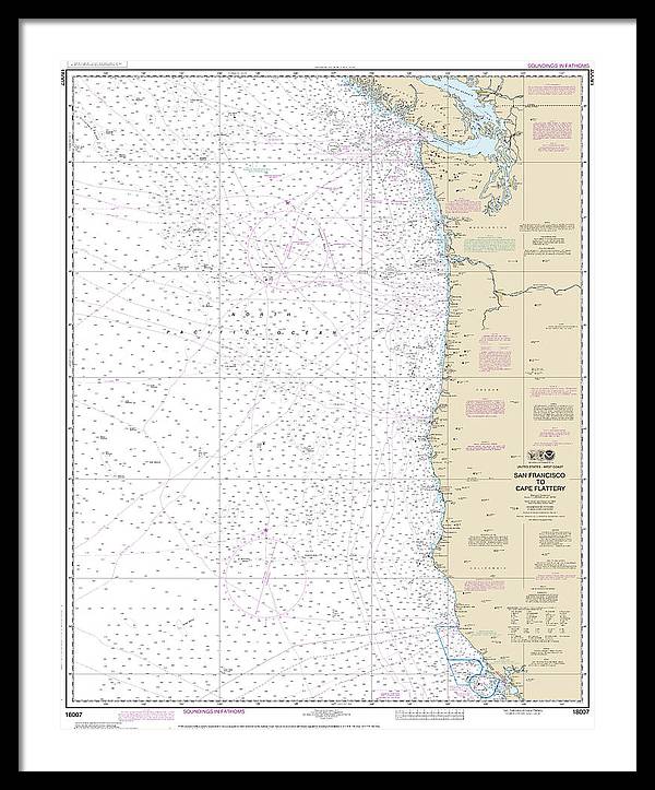 Nautical Chart-18007 San Francisco-cape Flattery - Framed Print