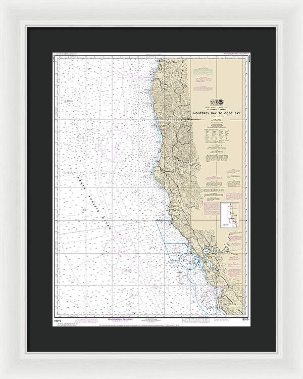 Nautical Chart-18010 Monterey Bay-coos Bay - Framed Print