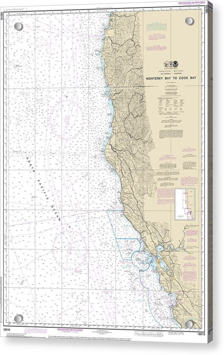 Nautical Chart-18010 Monterey Bay-coos Bay - Acrylic Print