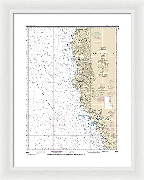 Nautical Chart-18010 Monterey Bay-coos Bay - Framed Print