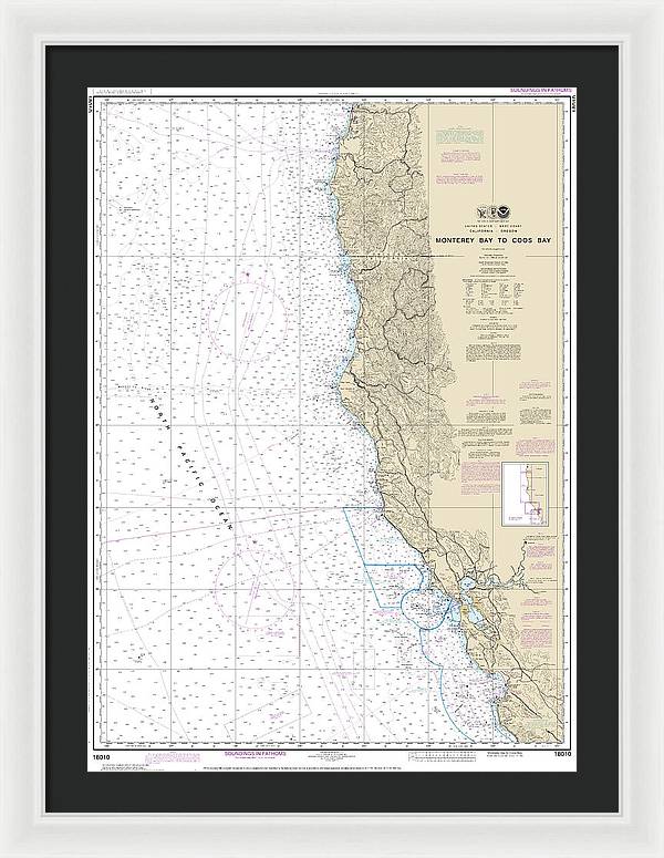 Nautical Chart-18010 Monterey Bay-coos Bay - Framed Print