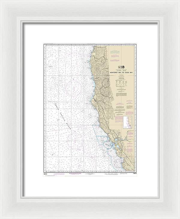 Nautical Chart-18010 Monterey Bay-coos Bay - Framed Print