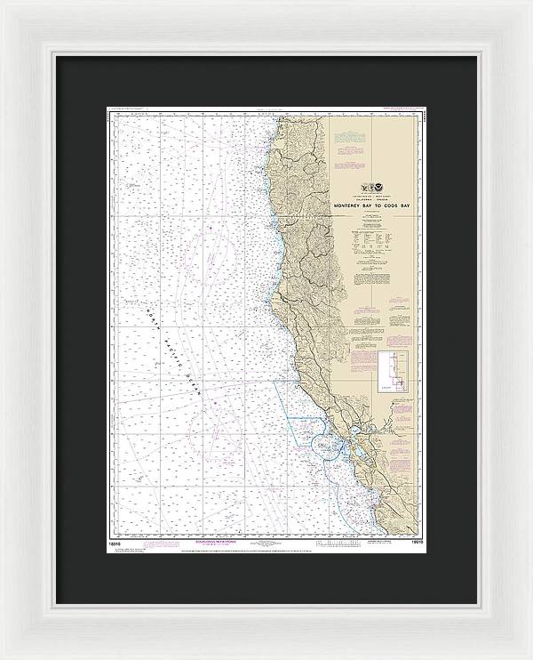 Nautical Chart-18010 Monterey Bay-coos Bay - Framed Print