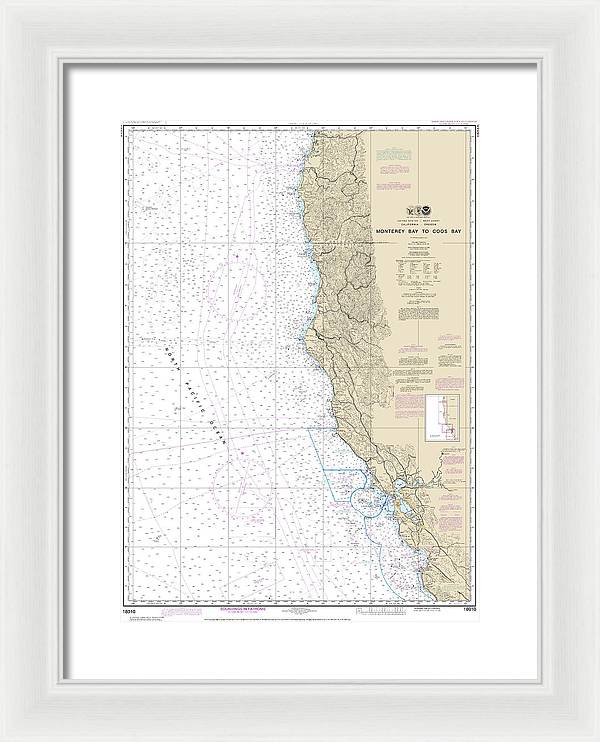 Nautical Chart-18010 Monterey Bay-coos Bay - Framed Print