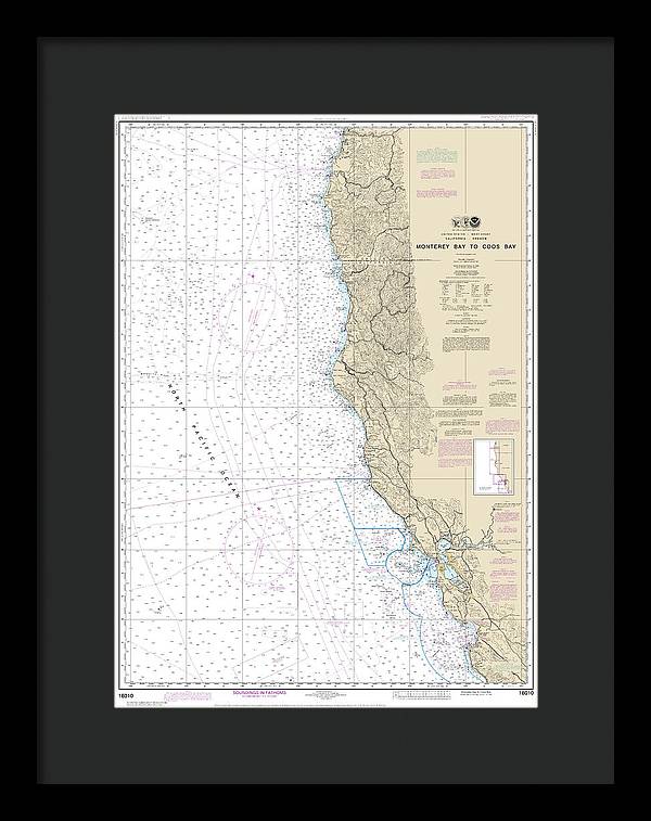 Nautical Chart-18010 Monterey Bay-coos Bay - Framed Print