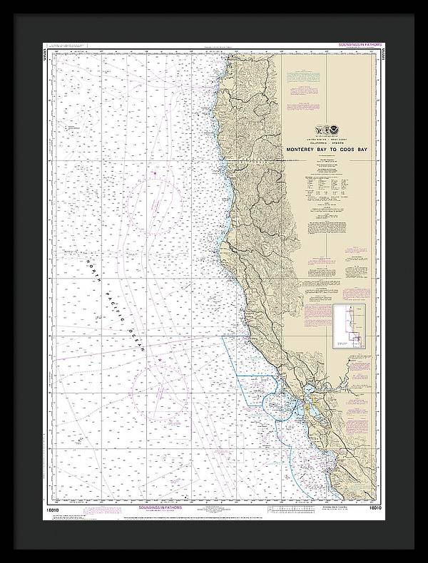 Nautical Chart-18010 Monterey Bay-coos Bay - Framed Print