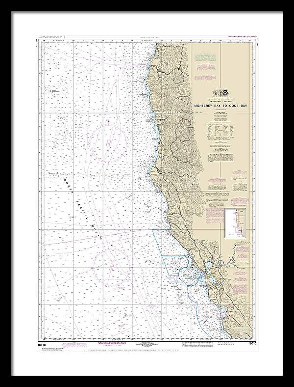 Nautical Chart-18010 Monterey Bay-coos Bay - Framed Print