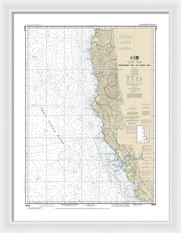 Nautical Chart-18010 Monterey Bay-coos Bay - Framed Print