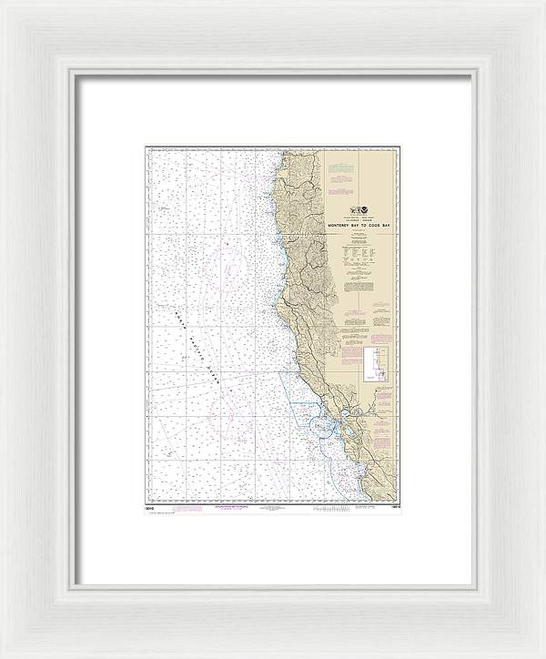 Nautical Chart-18010 Monterey Bay-coos Bay - Framed Print