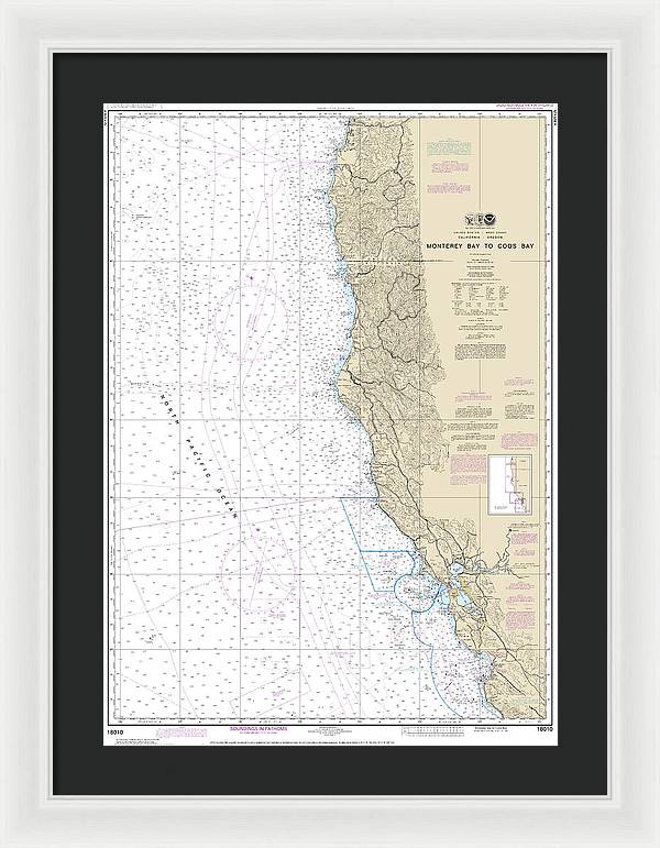 Nautical Chart-18010 Monterey Bay-coos Bay - Framed Print