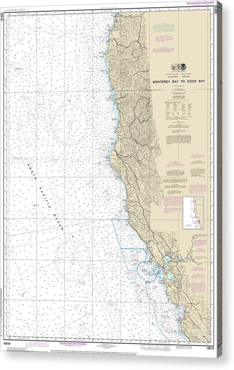 Nautical Chart-18010 Monterey Bay-Coos Bay  Acrylic Print