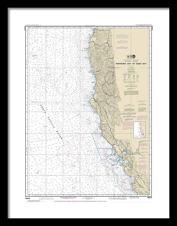 Nautical Chart-18010 Monterey Bay-coos Bay - Framed Print