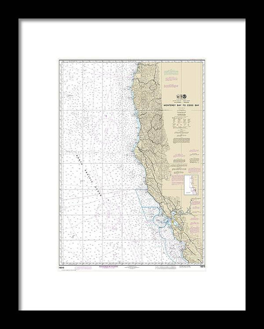 Nautical Chart-18010 Monterey Bay-coos Bay - Framed Print