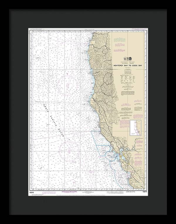 Nautical Chart-18010 Monterey Bay-coos Bay - Framed Print