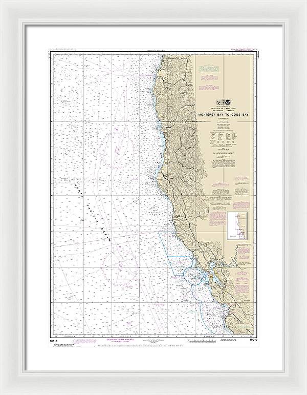 Nautical Chart-18010 Monterey Bay-coos Bay - Framed Print