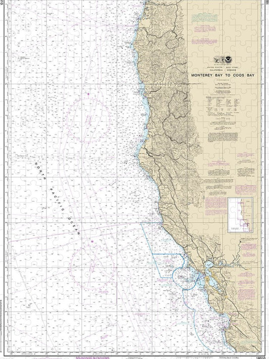Nautical Chart 18010 Monterey Bay Coos Bay Puzzle