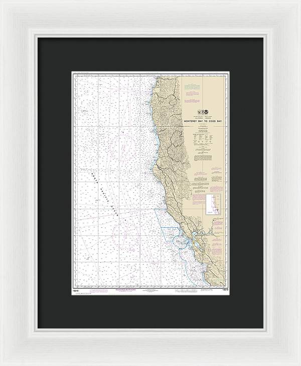 Nautical Chart-18010 Monterey Bay-coos Bay - Framed Print