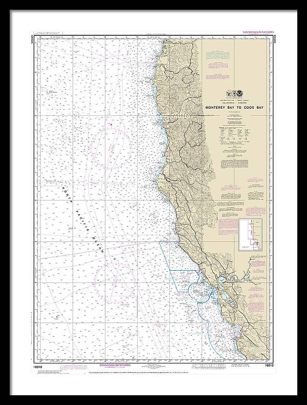 Nautical Chart-18010 Monterey Bay-coos Bay - Framed Print