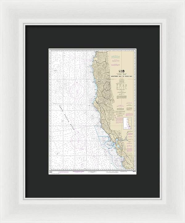 Nautical Chart-18010 Monterey Bay-coos Bay - Framed Print