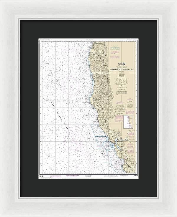 Nautical Chart-18010 Monterey Bay-coos Bay - Framed Print