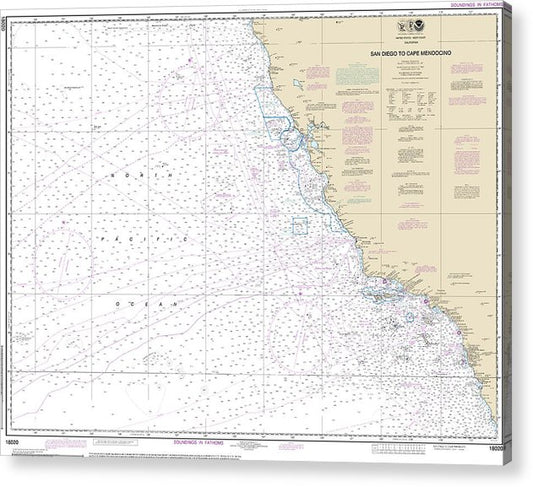 Nautical Chart-18020 San Diego-Cape Mendocino  Acrylic Print