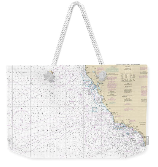 Nautical Chart-18020 San Diego-cape Mendocino - Weekender Tote Bag