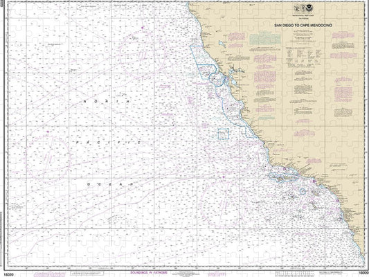 Nautical Chart 18020 San Diego Cape Mendocino Puzzle
