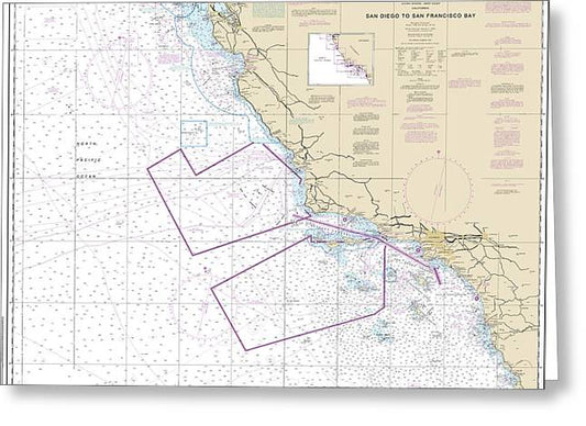 Nautical Chart-18022 San Diego-san Francisco Bay - Greeting Card