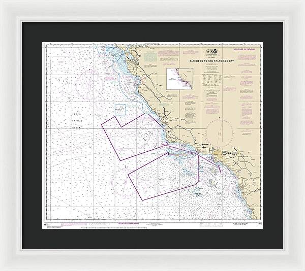 Nautical Chart-18022 San Diego-san Francisco Bay - Framed Print