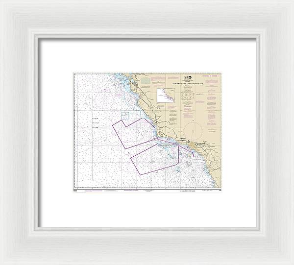 Nautical Chart-18022 San Diego-san Francisco Bay - Framed Print