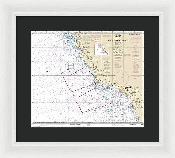 Nautical Chart-18022 San Diego-san Francisco Bay - Framed Print