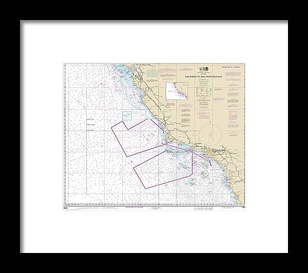 A beuatiful Framed Print of the Nautical Chart-18022 San Diego-San Francisco Bay by SeaKoast