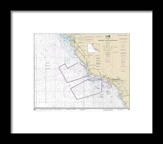 A beuatiful Framed Print of the Nautical Chart-18022 San Diego-San Francisco Bay by SeaKoast
