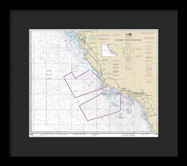 Nautical Chart-18022 San Diego-san Francisco Bay - Framed Print