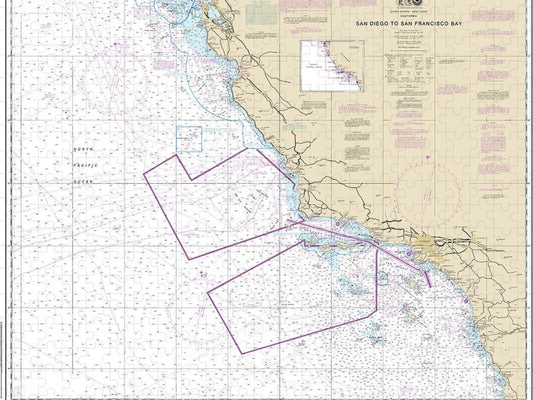 Nautical Chart 18022 San Diego San Francisco Bay Puzzle