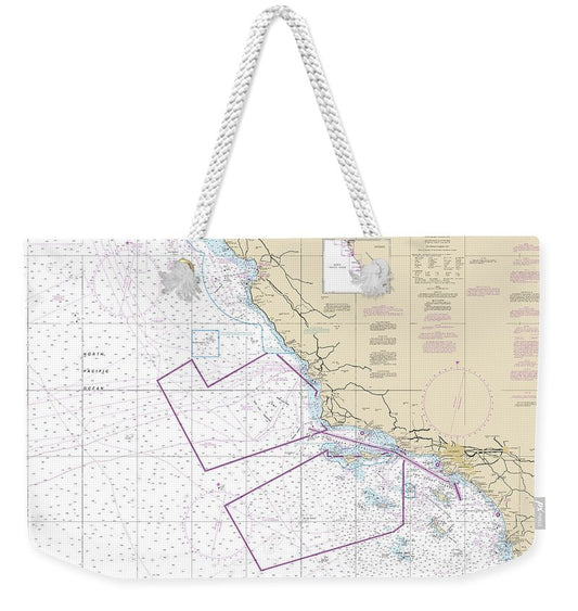 Nautical Chart-18022 San Diego-san Francisco Bay - Weekender Tote Bag