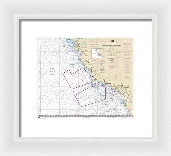 Nautical Chart-18022 San Diego-san Francisco Bay - Framed Print