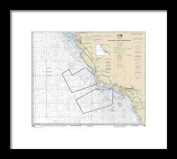 Nautical Chart-18022 San Diego-san Francisco Bay - Framed Print