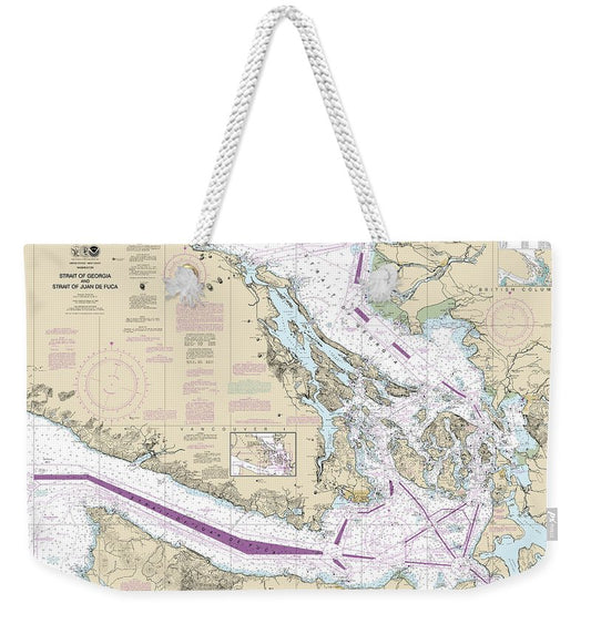 Nautical Chart-18400 Strait-georgia-strait-juan De Fuca - Weekender Tote Bag