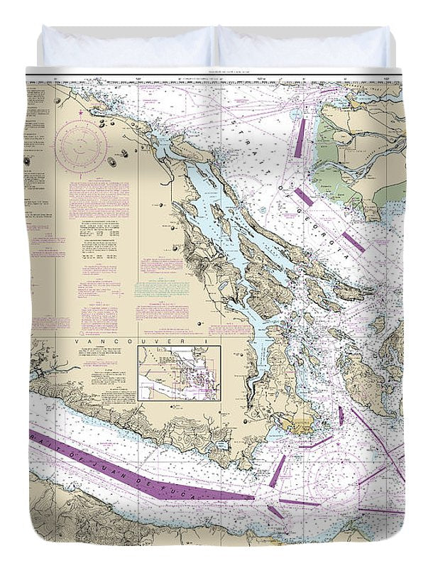 Nautical Chart-18400 Strait-georgia-strait-juan De Fuca - Duvet Cover