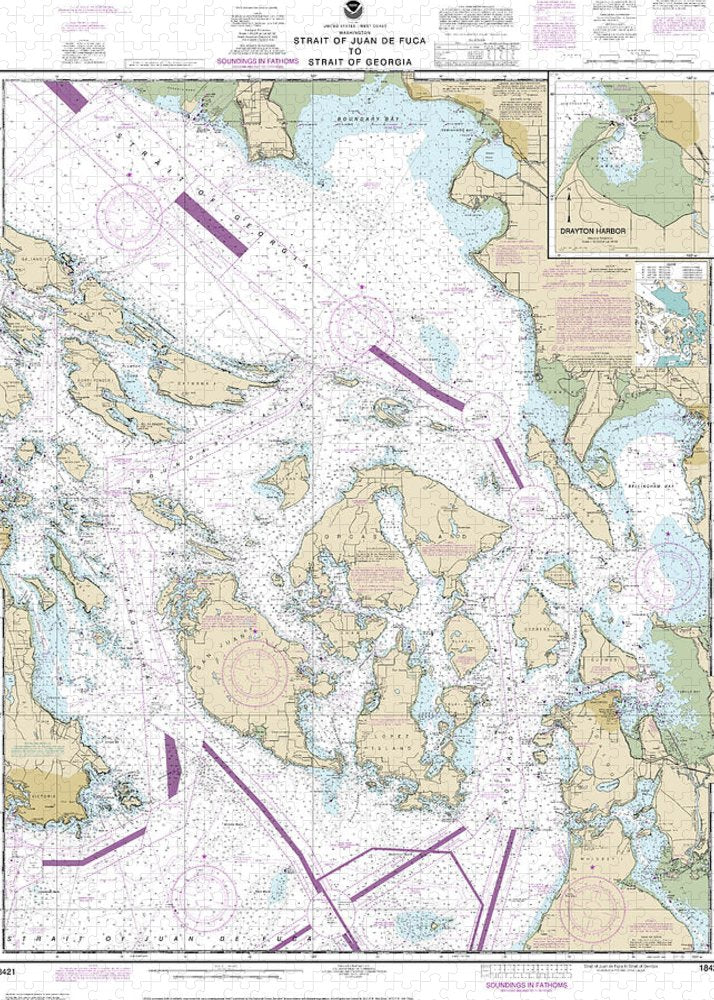 Nautical Chart-18421 Strait-juan De Fuca-strait-georgia, Drayton Harbor - Puzzle