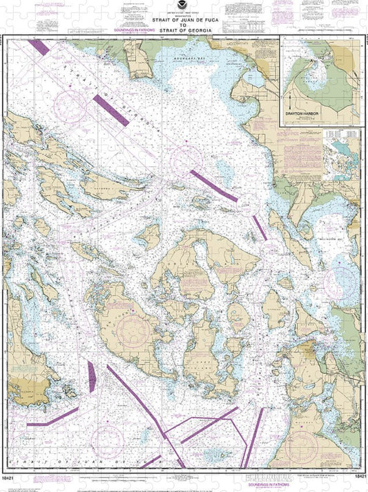 Nautical Chart 18421 Strait Juan De Fuca Strait Georgia, Drayton Harbor Puzzle