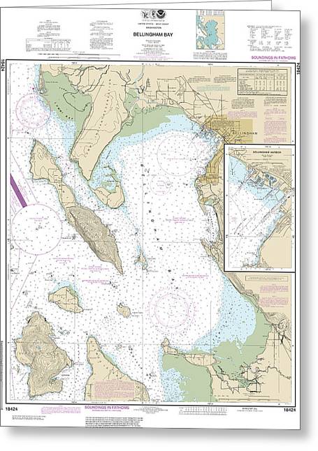 Nautical Chart-18424 Bellingham Bay, Bellingham Harbor - Greeting Card