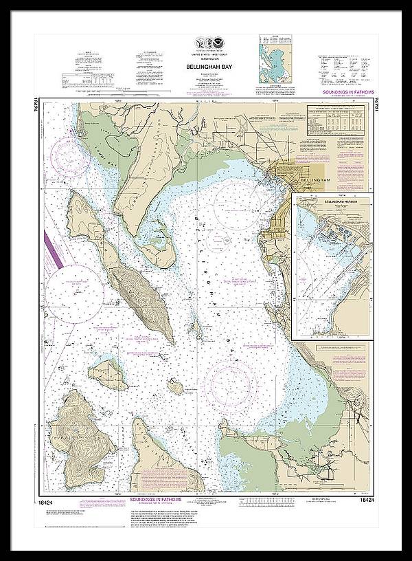 Nautical Chart-18424 Bellingham Bay, Bellingham Harbor - Framed Print