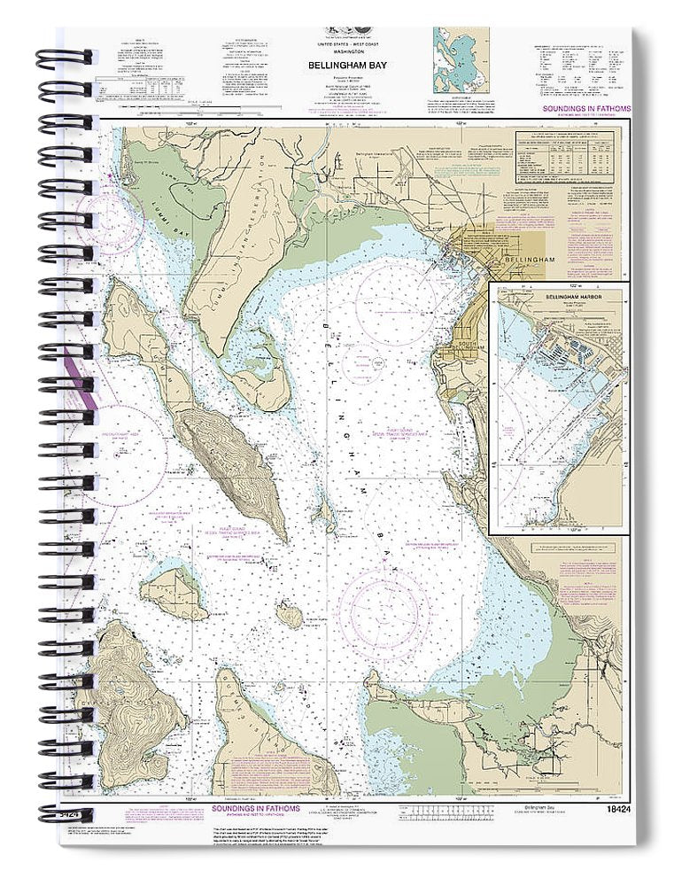 Nautical Chart 18424 Bellingham Bay, Bellingham Harbor Spiral Notebook