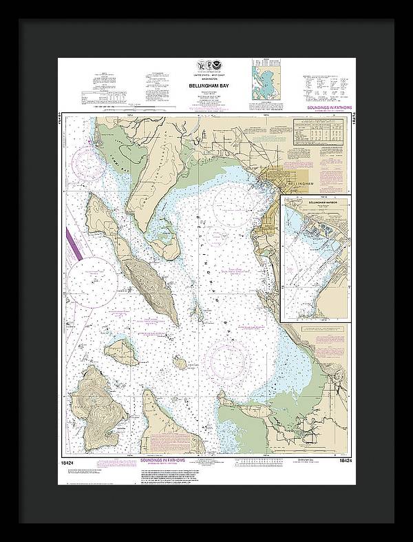 Nautical Chart-18424 Bellingham Bay, Bellingham Harbor - Framed Print